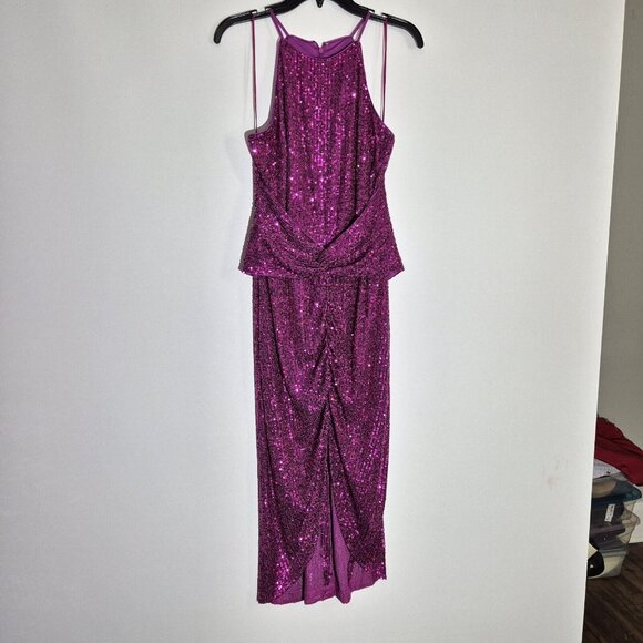 Belle Badgley Mischka Women's Dress Size 6 Sequin Dress Evening PinkFuchsia (47) - Picture 5 of 11